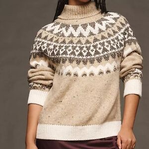 Pilcro Ribbed Fairisle Turtleneck Oversized Sweater Size S